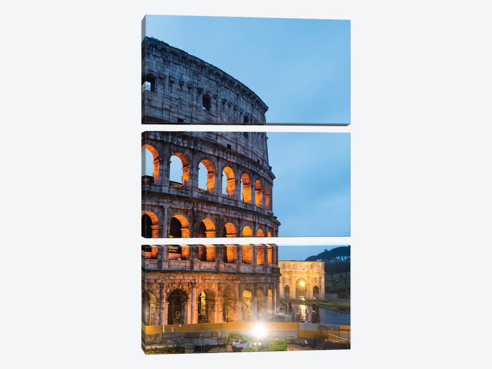 Night At The Colosseum V by Matteo Colombo 3-piece Canvas Art Print