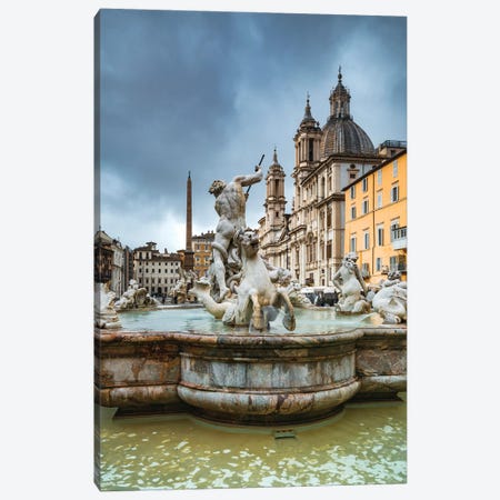Fountain Of Neptune, Rome Canvas Print #TEO1212} by Matteo Colombo Canvas Art