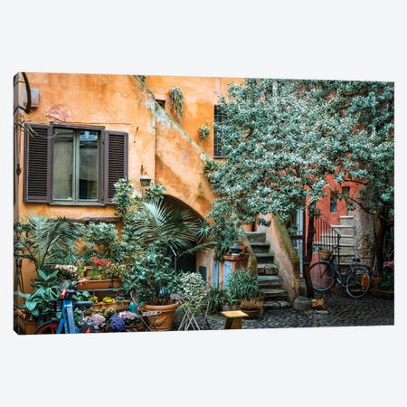 Old Courtyard, Rome II Canvas Print #TEO1215} by Matteo Colombo Canvas Print
