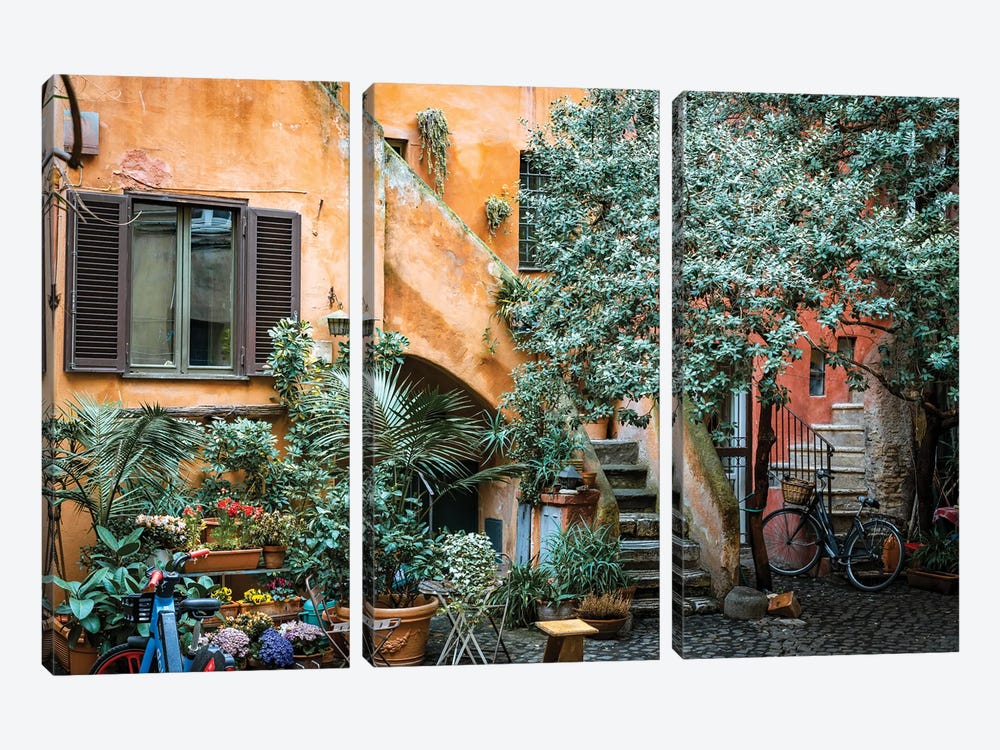 Old Courtyard, Rome II by Matteo Colombo 3-piece Canvas Art