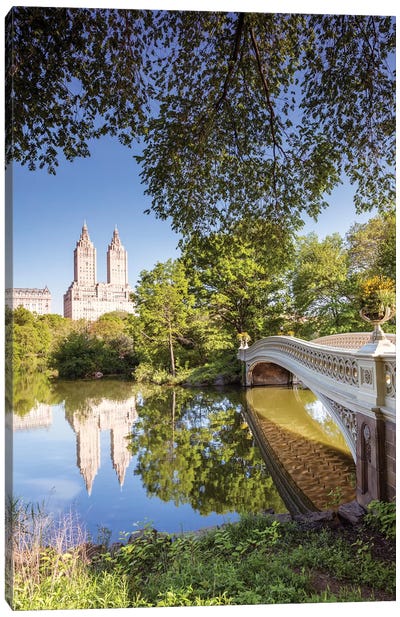 Bow Bridge In Spring, Central Park, New York Canvas Art Print - Country Scenic Photography