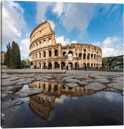 Coliseum Reflection, Rome Canvas Art Print - The Seven Wonders of the World