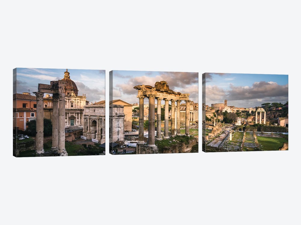 Roman Forum Panoramic, Rome by Matteo Colombo 3-piece Canvas Print