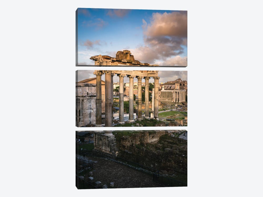 Temple Of Saturn, Rome by Matteo Colombo 3-piece Canvas Wall Art