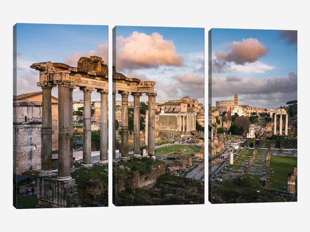 Sunset At The Roman Forum, Rome by Matteo Colombo 3-piece Canvas Print
