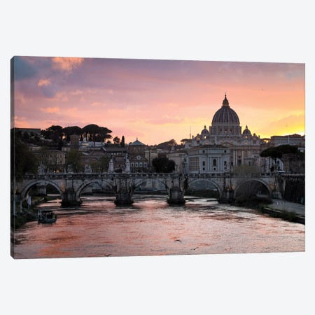 Sunset On The Vatican, Rome II Canvas Print #TEO1233} by Matteo Colombo Canvas Wall Art