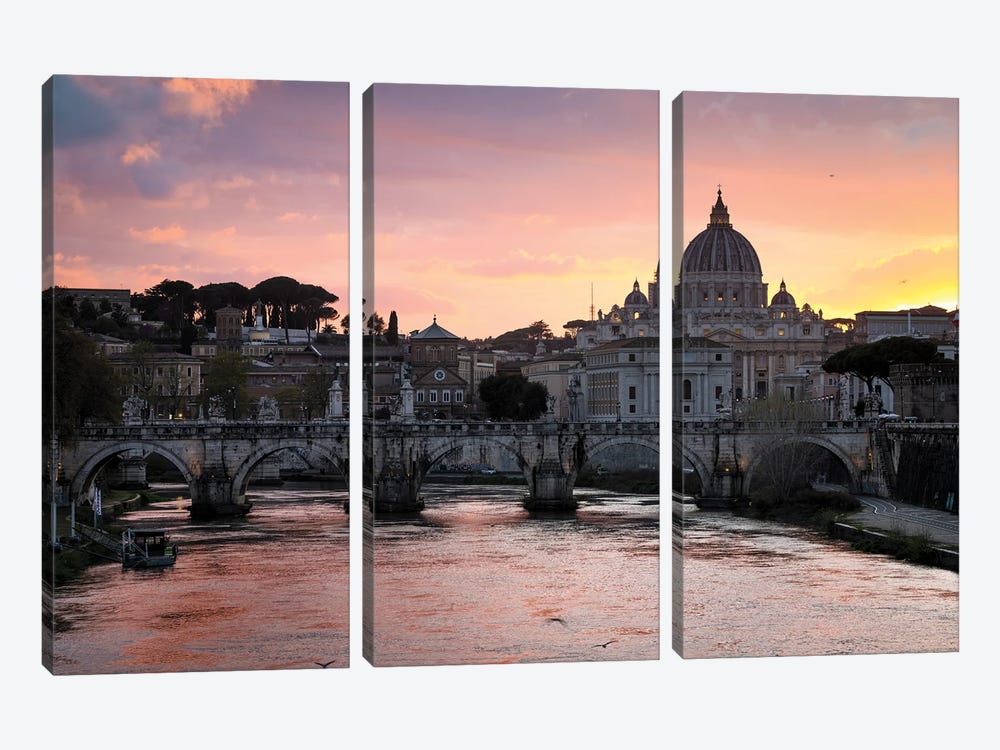 Sunset On The Vatican, Rome II by Matteo Colombo 3-piece Canvas Wall Art