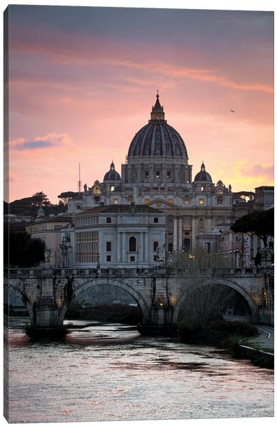 Sunset On The Vatican, Rome IV Canvas Art Print - Rome Art