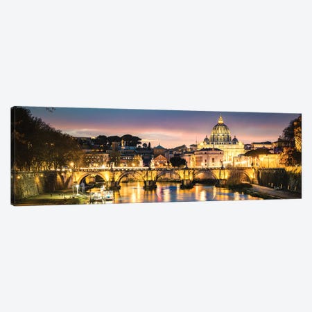 Twilight On The Tiber River, Rome Canvas Print #TEO1238} by Matteo Colombo Canvas Art