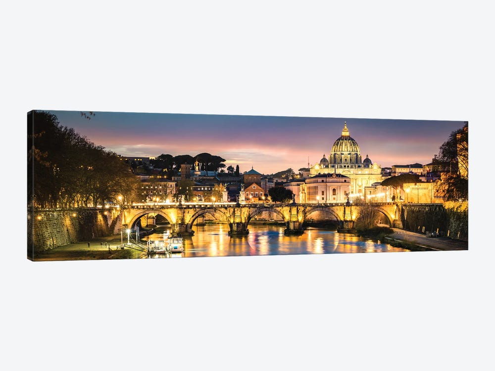 Twilight On The Tiber River, Rome by Matteo Colombo 1-piece Canvas Print