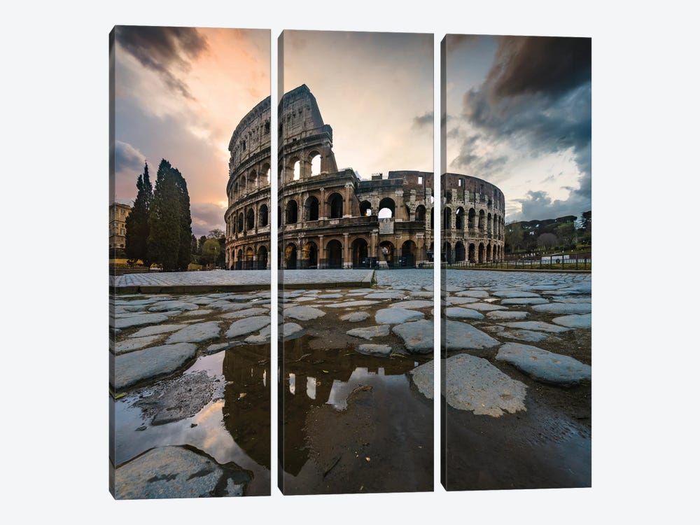 Sunrise At The Coliseum, Rome by Matteo Colombo 3-piece Canvas Art