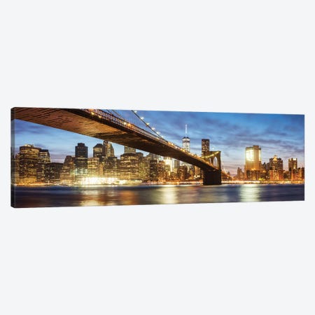 Brooklyn Bridge Panoramic, New York Canvas Print #TEO123} by Matteo Colombo Art Print
