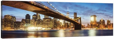 Brooklyn Bridge Panoramic, New York Canvas Art Print - Famous Bridges