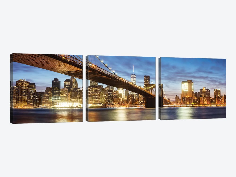 Brooklyn Bridge Panoramic, New York by Matteo Colombo 3-piece Canvas Wall Art