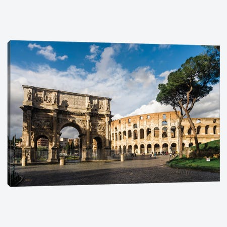 Arch Of Constantine And Coliseum Canvas Print #TEO1241} by Matteo Colombo Art Print