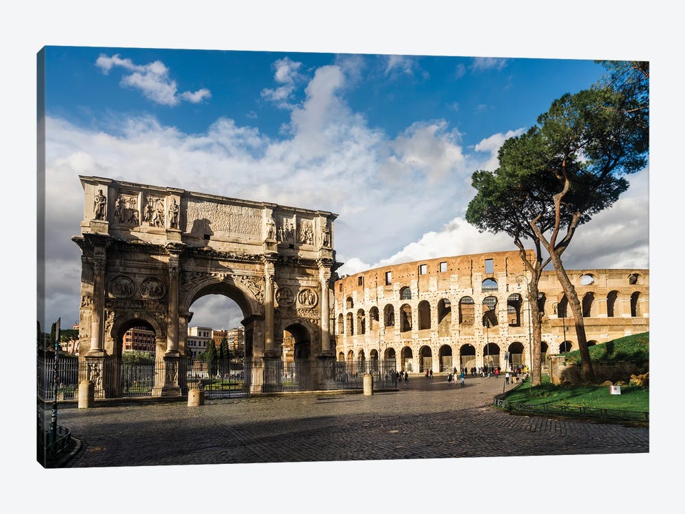 Arch Of Constantine And Coliseum by Matteo Colombo 1-piece Canvas Print