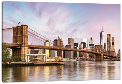 Brooklyn Bridge Sunrise, New York Canvas Art Print - New York City Skylines
