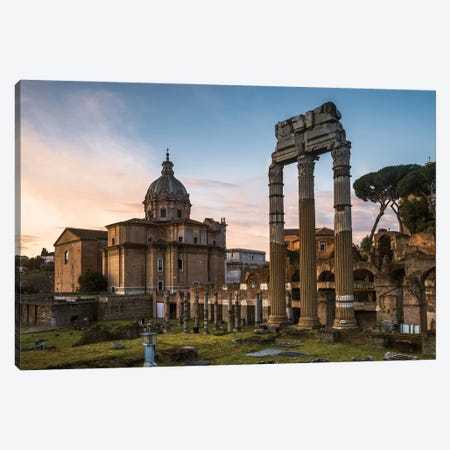 Sunrise At The Roman Forum, Rome Canvas Print #TEO1255} by Matteo Colombo Art Print