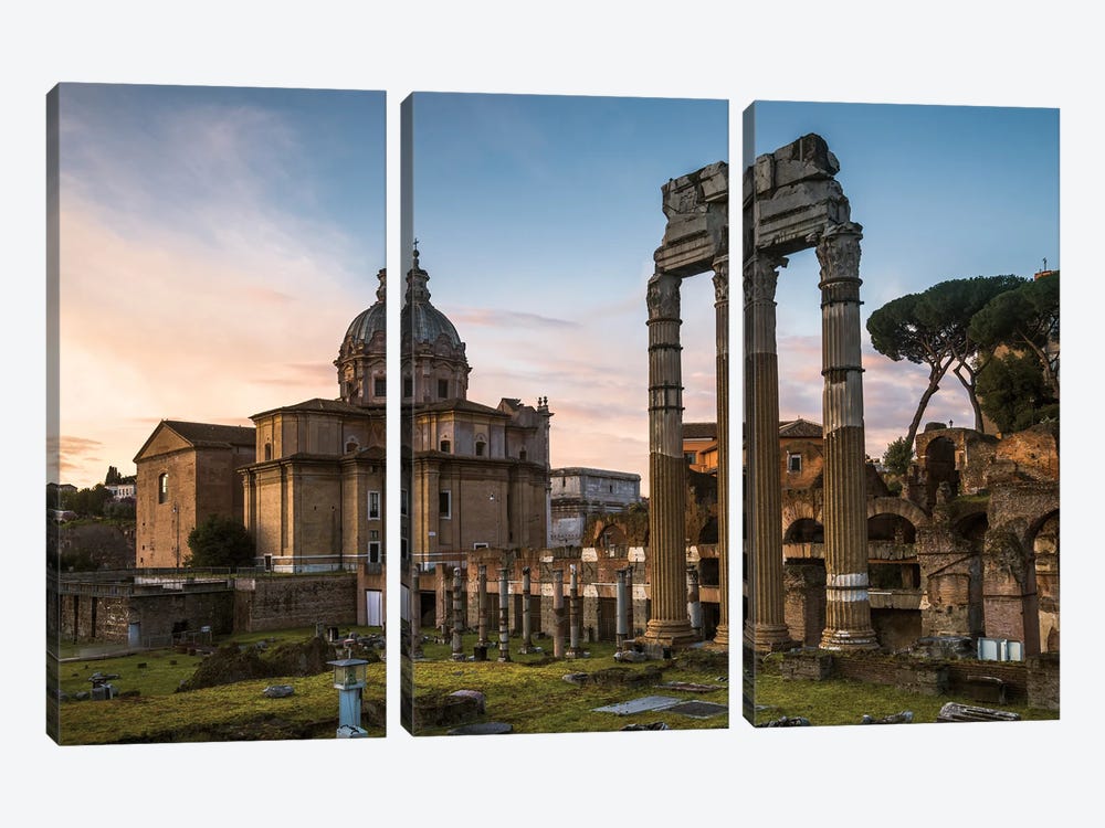 Sunrise At The Roman Forum, Rome by Matteo Colombo 3-piece Canvas Wall Art