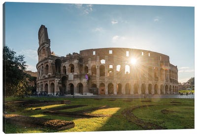 Sunset At The Coliseum, Rome Canvas Art Print - Monument Art