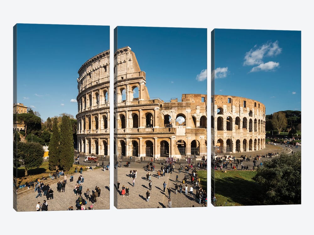 The Mighty Coliseum In Rome by Matteo Colombo 3-piece Canvas Wall Art
