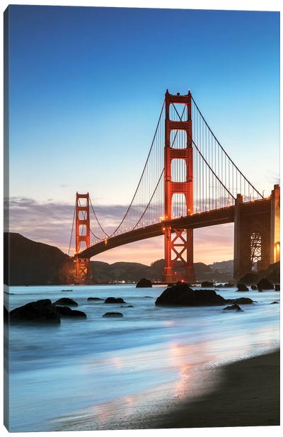 Dawn At The Golden Gate, San Francisco Canvas Art Print - Famous Architecture & Engineering