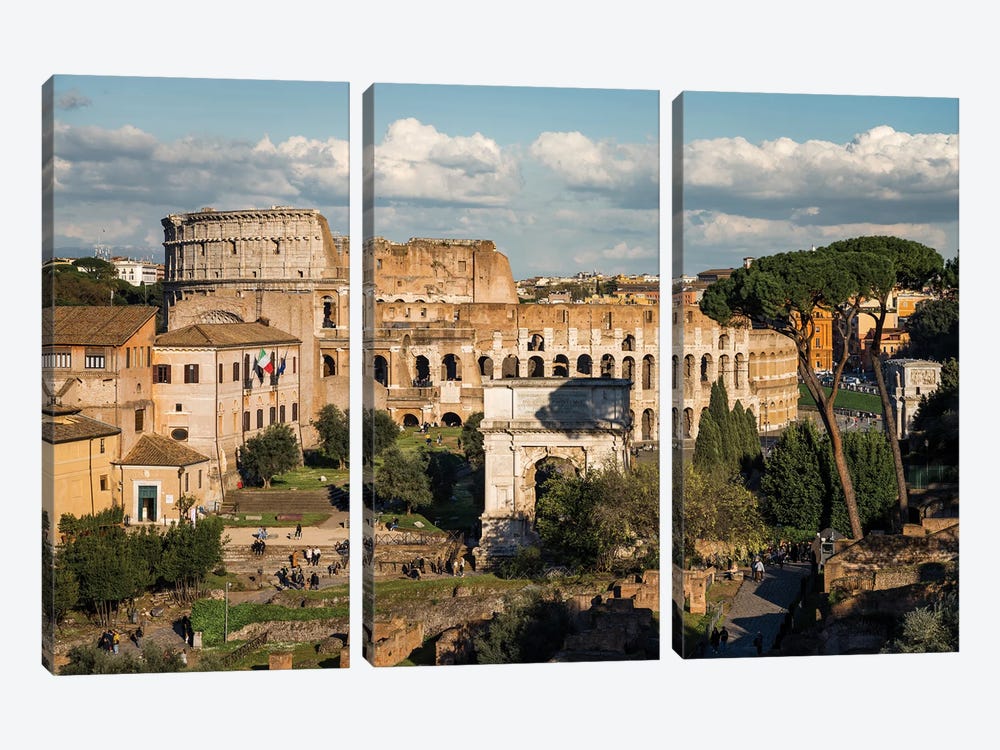 The Coliseum And The Forum, Rome I by Matteo Colombo 3-piece Canvas Art Print