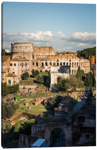 The Coliseum And The Forum, Rome II Canvas Art Print - Ancient Ruins Art