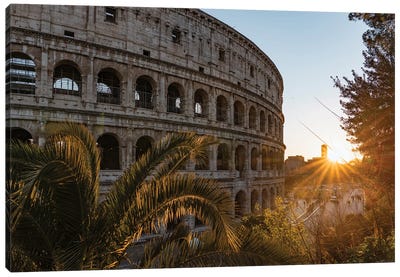 Last Light On The Coliseum, Rome I Canvas Art Print - The Seven Wonders of the World
