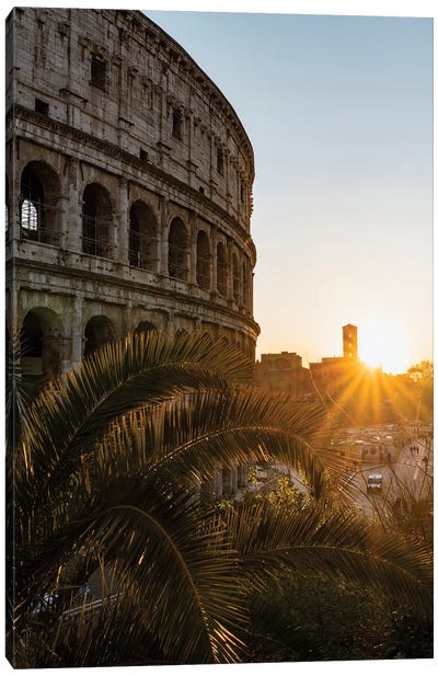 Last Light On The Coliseum, Rome II Canvas Art Print - The Seven Wonders of the World