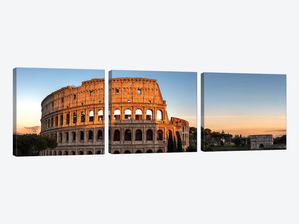 Coliseum Panoramic, Rome by Matteo Colombo 3-piece Canvas Wall Art