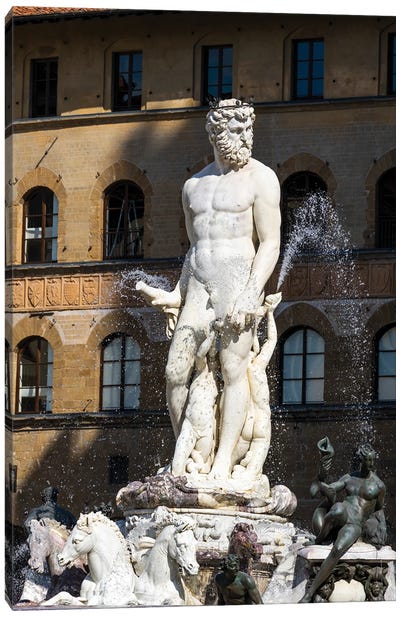 Neptune Statue In Florence Canvas Art Print - Tuscany Art