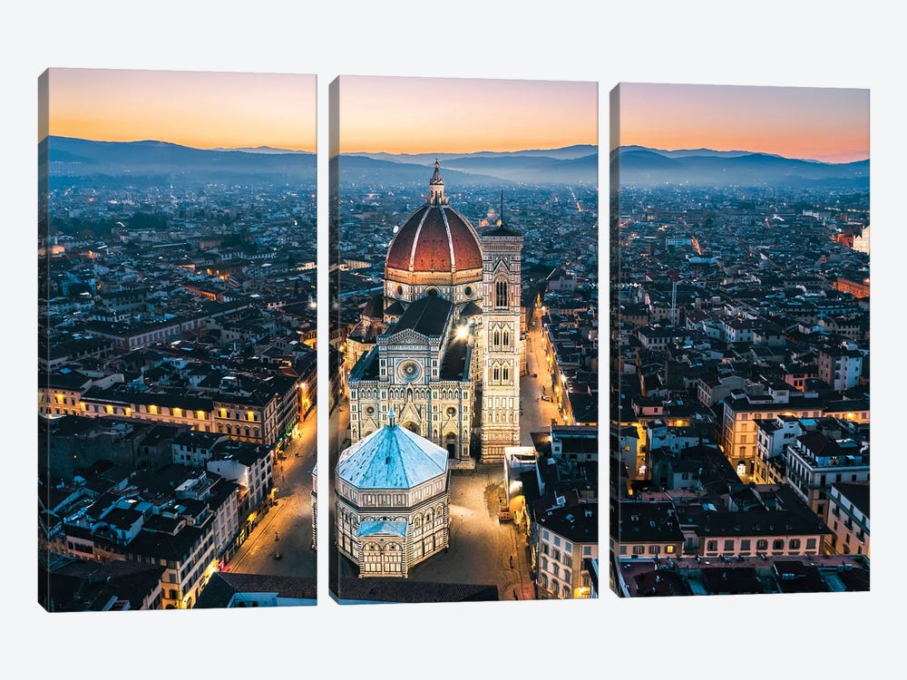 Dawn In Florence, Italy by Matteo Colombo 3-piece Canvas Print