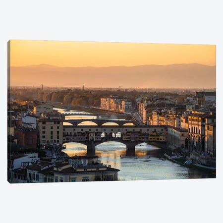 Sunset Over Ponte Vecchio, Florence Canvas Print #TEO1286} by Matteo Colombo Canvas Artwork
