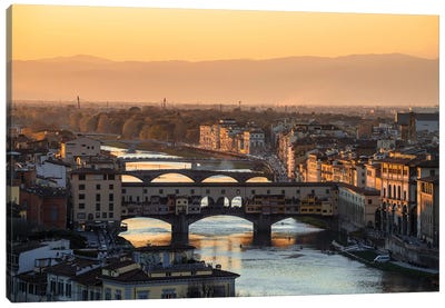 Sunset Over Ponte Vecchio, Florence Canvas Art Print - Florence Art