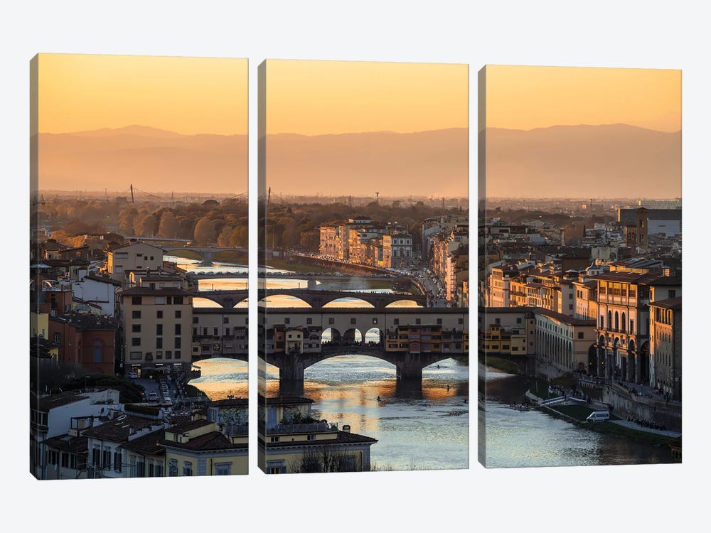 Sunset Over Ponte Vecchio, Florence by Matteo Colombo 3-piece Canvas Artwork