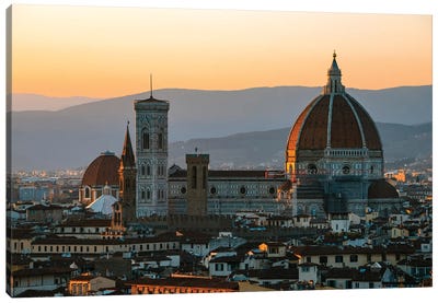 Sunset Over The Duomo Of Florence, Italy Canvas Art Print - Florence Art