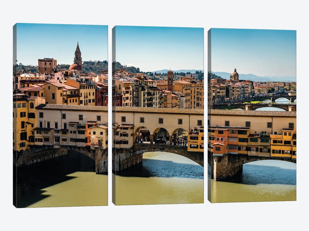 Ponte Vecchio And River Arno, Florence by Matteo Colombo 3-piece Canvas Print