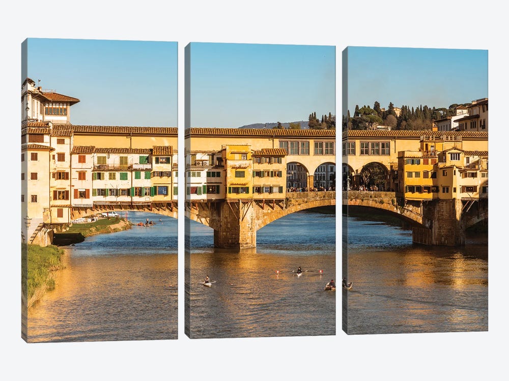 Last Light On Ponte Vecchio, Florence by Matteo Colombo 3-piece Canvas Art Print