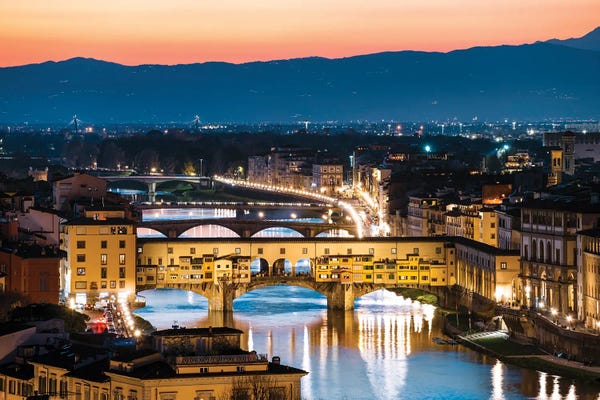 Florence: Twilight At Ponte Vecchio, Florence by Matteo Colombo