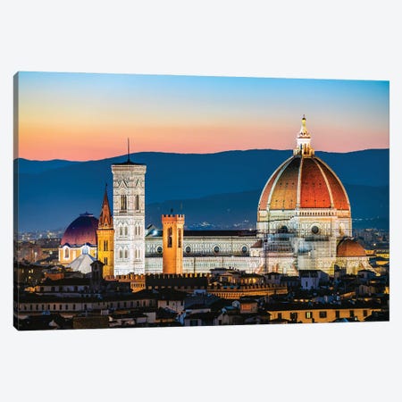 Dusk Over Florence, Italy Canvas Print #TEO1292} by Matteo Colombo Canvas Wall Art