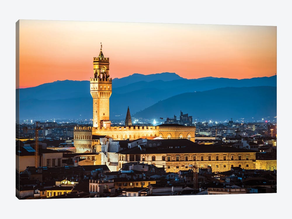 Palazzo Vecchio And Florence At Dusk by Matteo Colombo 1-piece Canvas Art