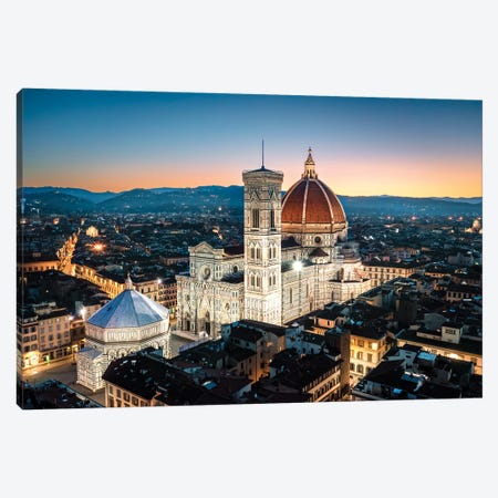Dusk Over The Cathedral Of Florence, Italy Canvas Print #TEO1296} by Matteo Colombo Canvas Print