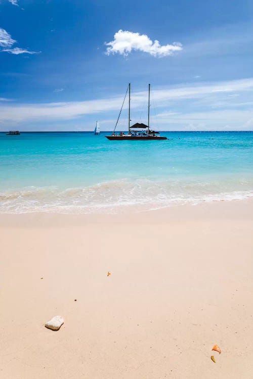 Anchored Yacht Off The Coast, Barbados, Lesser Antilles