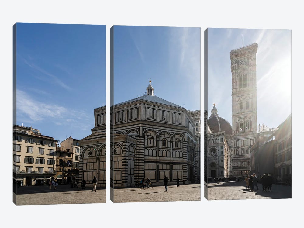 Baptistery And Bell Tower, Florence by Matteo Colombo 3-piece Canvas Wall Art