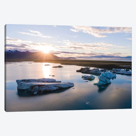 First Light Over The Icebergs Of Jokulsarlon, Iceland Canvas Print #TEO130} by Matteo Colombo Canvas Art