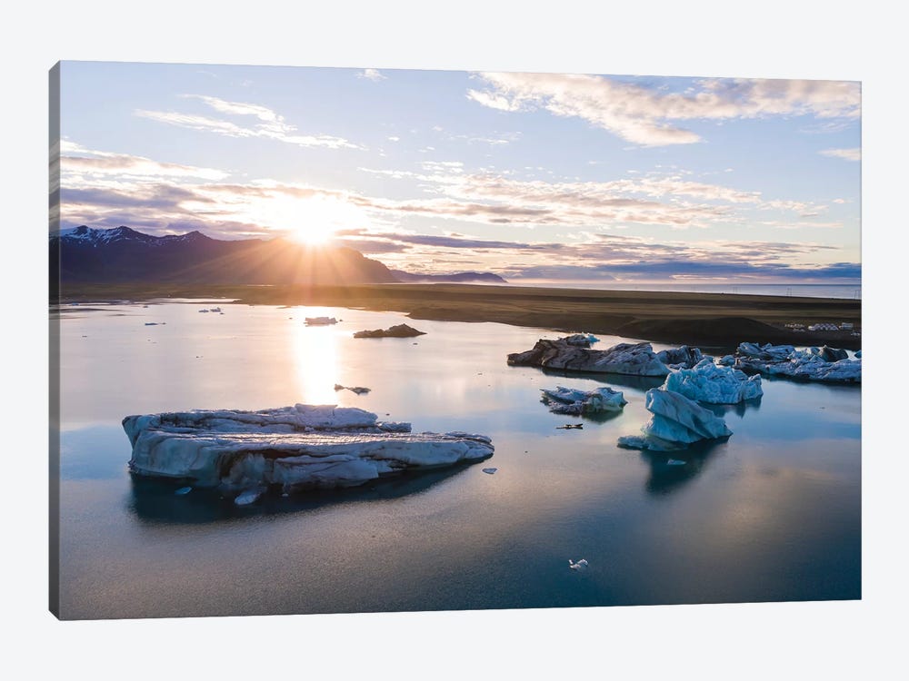 First Light Over The Icebergs Of Jokulsarlon, Iceland by Matteo Colombo 1-piece Canvas Art