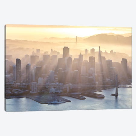 Foggy Sunset Over Downtown San Francisco Canvas Print #TEO131} by Matteo Colombo Canvas Artwork