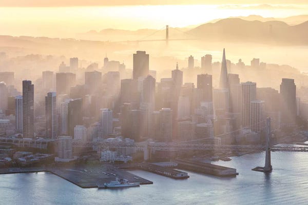 Foggy Sunset Over Downtown San Francisco