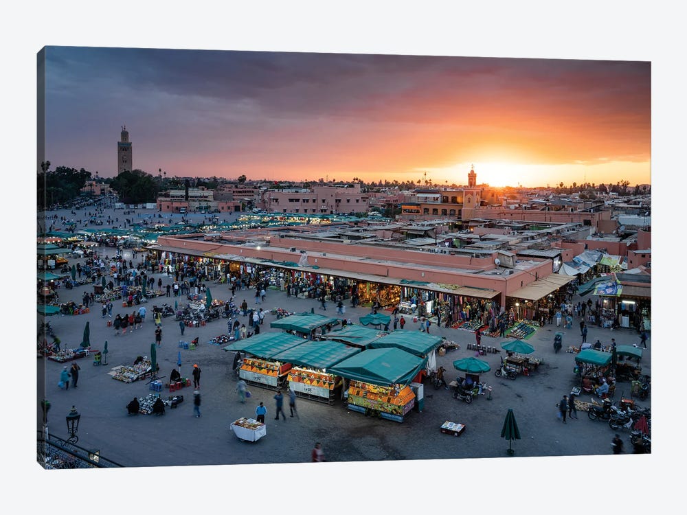 Last Light Over Marrakesh, Morocco 1-piece Canvas Print